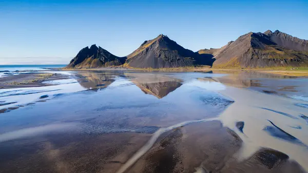 stock image Aerial drone view of Eastf jords in Iceland