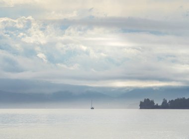 Quebec, Kanada 'daki Chaleur Körfezi' nin hava aracı görüntüsü