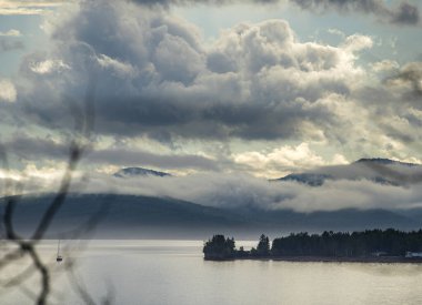 Quebec, Kanada 'daki Chaleur Körfezi' nin hava aracı görüntüsü