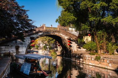 Tongli, China - December 1, 2023 : Historical city center in cloudy weather, HDR Image clipart