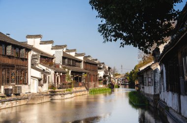 Tongli, China - December 1, 2023 : Historical city center in cloudy weather, HDR Image clipart