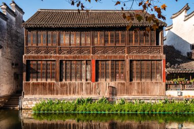 Tongli, China - December 1, 2023 : Historical city center in cloudy weather, HDR Image clipart