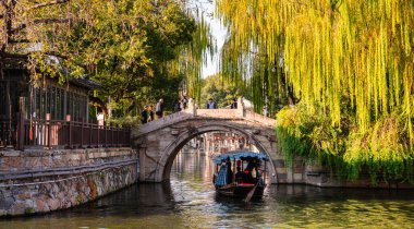 Tongli, China - December 1, 2023 : Historical city center in cloudy weather, HDR Image clipart