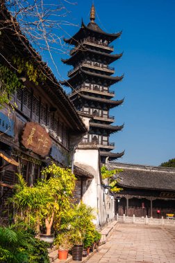 Wuzhen, Çin - 3 Aralık 2023: Kışın tarihi şehir merkezi, HDR Image