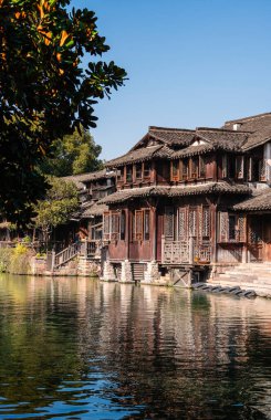 Wuzhen, Çin - 3 Aralık 2023: Kışın tarihi şehir merkezi, HDR Image