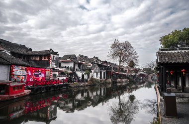 Xitang, Çin - 12 Aralık 2023: Kışın Tarihi Köy, Hdr Image