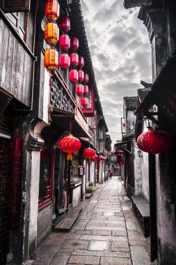 Xitang, Çin - 12 Aralık 2023: Kışın Tarihi Köy, Hdr Image