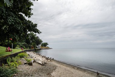 Niagara Gölü, Kanada - 3 Temmuz 2024: Bulutlu havada tarihi merkez, HDR Görüntü