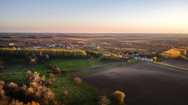 Aerial drone view of Hajos, picturesque wine region in Hungary clipart