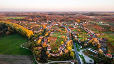Hajos 'un hava aracı görüntüsü, Macaristan' daki resimli şarap bölgesi.