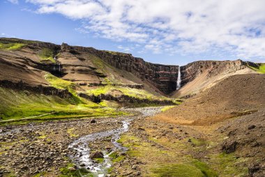 Hengifoss Waterfall, Central Iceland, HDR Image clipart