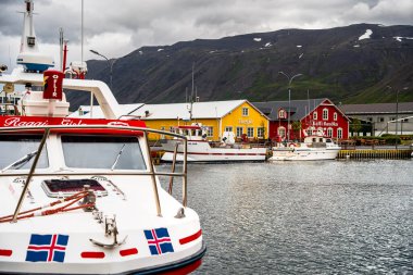 Siglufjordur, Iceland - July 23 2024 : Beautiful view of fishing town at Iceland clipart