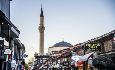 Ohri, Kuzey Makedonya - 23 Ekim 2024: Günbatımında tarihi kent merkezi, HDR Görüntü