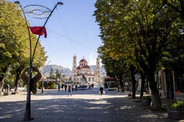 Korca, Albania - October 22, 2024: View of the historical city during sunny weather clipart