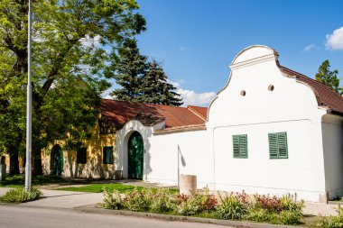 Tata, Macaristan - 30 Nisan 2024: Güneşli havada tarihi kent merkezi