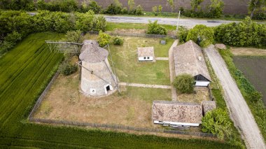 Aerial view of Windmill in Hungary, Southern Great Plain, HDR Image clipart