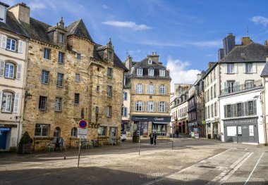 Landerneau, Fransa - 15 Şubat 2024: Kışın tarihi merkez, HDR Image