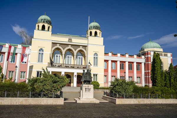 Mohacs, Hungary - April 23 2024 : Historical center in sunny weather
