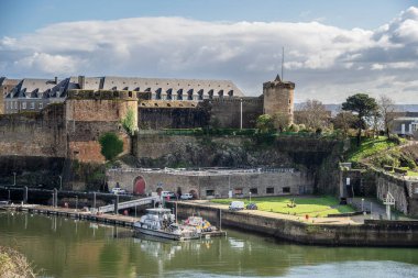 Brest, France - February 2 2024 : Historical center in sunny weather, HDR Image clipart