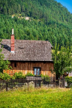 Vlkolinec, Slovakya - 15 Ağustos 2024: Güneşli havada tarihi merkez, HDR Görüntü