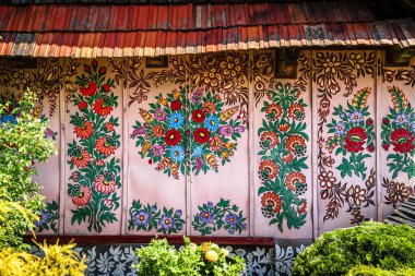 Zalipie, Polonya - 31 Haziran 2024: Güneşli havalarda resim köyü, HDR Görüntü