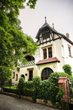 Rzeszow, Polonya - 31 Haziran 2024 - Bulutlu havalarda tarihi şehir manzarası