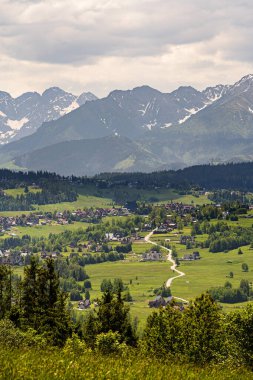 beautiful nature landscape of Bialka Tatrzanska village in Poland clipart