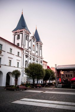 Zilina, Slovakia - August 15 2024 : Historical center at dusk clipart