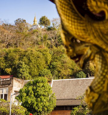 Luang Prabang, Laos - 25 Ocak 2025 Wat Mai Suwannaphumaham Tapınağı