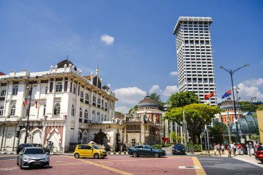 Kuala Lumpur, Malezya - 4 Şubat 2025: Güneşli havada tarihi şehir merkezi, HDR Görüntü