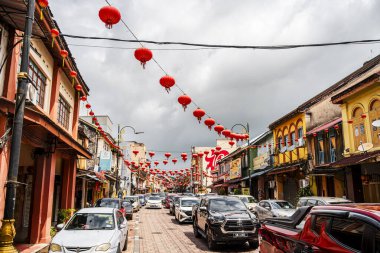 Kuala Terengganu, Malezya - 5 Şubat 2025: Bulutlu havada tarihi merkez, HDR Görüntü