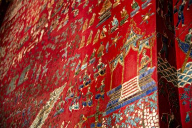 Luang Prabang, Laos - 24 Ocak 2025: Wat Xieng Tangası güneşli havada, HDR Görüntü