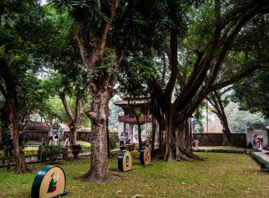 Hanoi, Vietnam - 15 Ocak 2025: Edebiyat Tapınağı (Konfüçyüs Tapınağı)