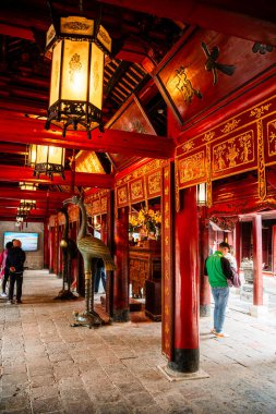 Hanoi, Vietnam - 15 Ocak 2025: Edebiyat Tapınağı (Konfüçyüs Tapınağı)