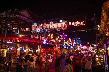 Siem hasadı, Kamboçya - 30 Ocak 2025: Geceye kadar Pub Caddesi