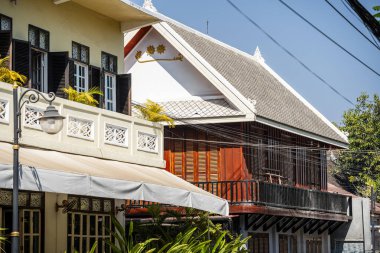 Luang Prabang, Laos - 25 Ocak 2025: Güneşli havalarda Tarih Merkezi, HDR Görüntü