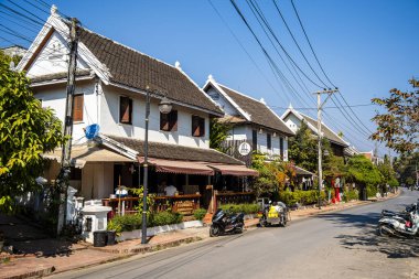 Luang Prabang, Laos - 25 Ocak 2025: Güneşli havalarda Tarih Merkezi, HDR Görüntü