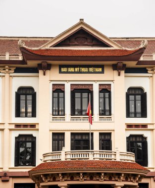 Hanoi, Vietnam - 23 Ocak 2025: Bulutlu havada Fransız Mahallesi, HDR Görüntü