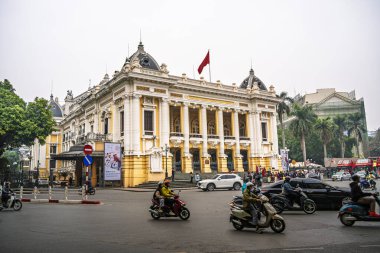 Hanoi, Vietnam - 23 Ocak 2025: Bulutlu havada Fransız Mahallesi, HDR Görüntü