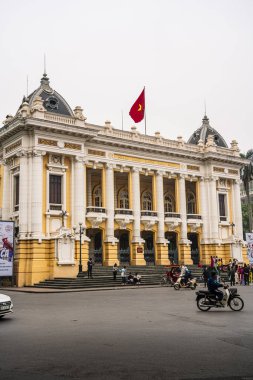 Hanoi, Vietnam - 23 Ocak 2025: Bulutlu havada Fransız Mahallesi, HDR Görüntü