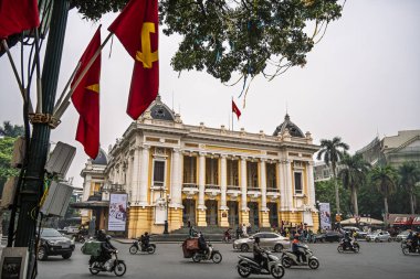 Hanoi, Vietnam - 23 Ocak 2025: Bulutlu havada Fransız Mahallesi, HDR Görüntü