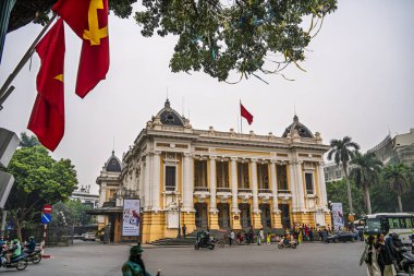 Hanoi, Vietnam - 23 Ocak 2025: Bulutlu havada Fransız Mahallesi, HDR Görüntü