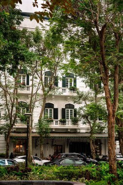 Hanoi, Vietnam - 23 Ocak 2025: Bulutlu havada Fransız Mahallesi, HDR Görüntü