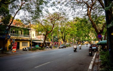 Hanoi, Vietnam - 23 Ocak 2025: Bulutlu havada Fransız Mahallesi, HDR Görüntü
