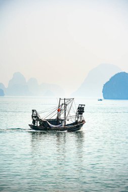 Yazın Vietnam 'da Halong Körfezi manzarası çok güzel.