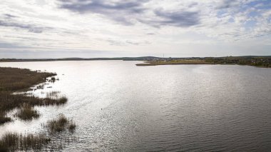 Romanya 'da Murighiol yakınlarındaki Tuna Delta Sahnesinin insansız hava aracı görüntüsü