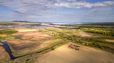 Romanya 'da Murighiol yakınlarındaki Tuna Delta Sahnesinin insansız hava aracı görüntüsü