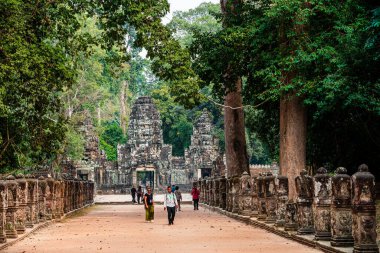 Angkor, Kamboçya - 26 Ocak 2025: Kamboçya 'daki Preah Khan Tapınağı' nın antik kalıntıları