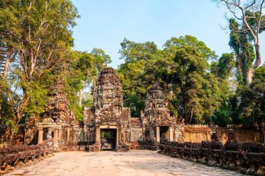 Angkor, Kamboçya - 26 Ocak 2025: Kamboçya 'daki Preah Khan Tapınağı' nın antik kalıntıları