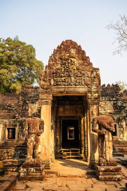 Angkor, Kamboçya - 26 Ocak 2025: Kamboçya 'daki Preah Khan Tapınağı' nın antik kalıntıları